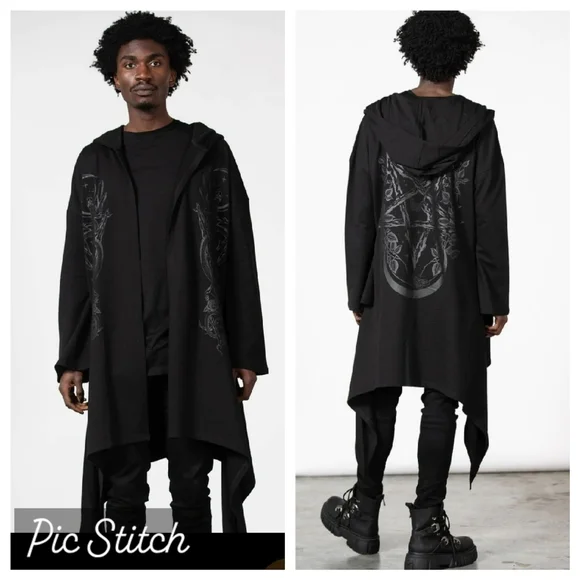 Killstar Lunar Wizard Long Asymmetric Cardigan Snake Serpent Celestial Unisex XS - Picture 5 of 17